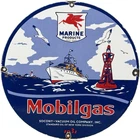 VINTAGE MOBIL MARINE PORCELAIN SIGN DEALERSHIP SERVICE GAS STATION MOBIL OIL