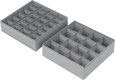 Sock Drawer Organizer Divider 2 Pack, 24 Cell  16 Cell Storage for Socks, Under