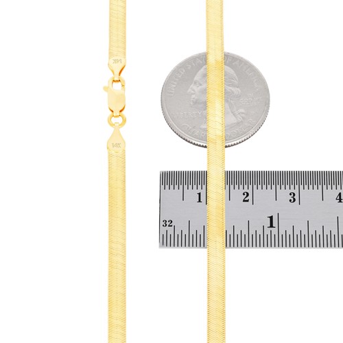 14K Yellow Gold Solid 3mm-7mm Flat Herringbone Chain Necklace Women Men 14"- 24" - Picture 50 of 60