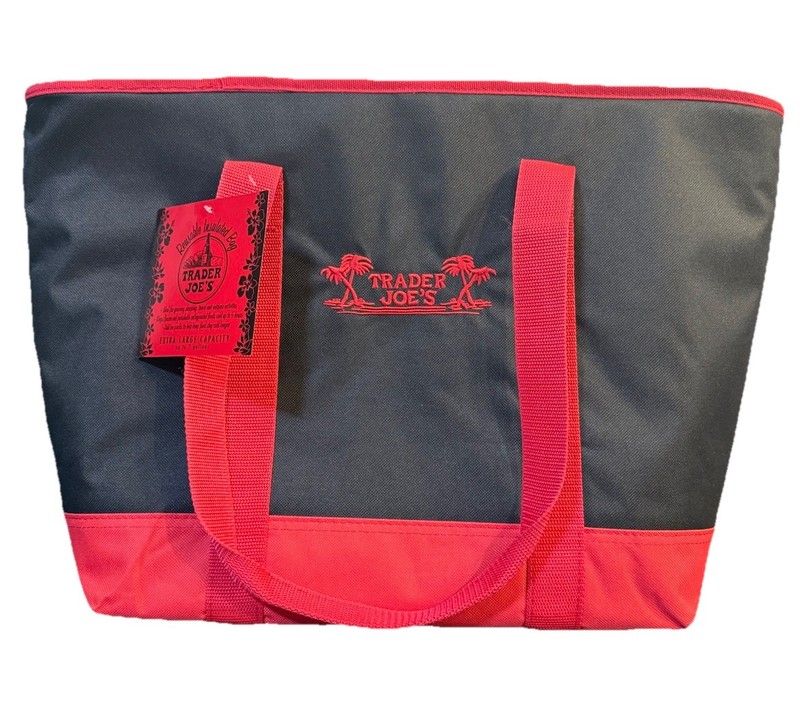 Trader Joe’s Insulated Cooler Tote Bag XL 7 Gallon Reusable Black Red Retired