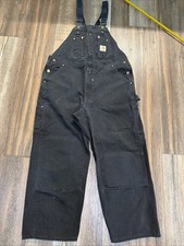 Vtg Carhartt Bib Overalls Made in USA Double Knee Mens Size 40/28 RO1 BLK