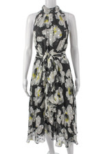 Carolina Herrera Womens Fit & Flare Floral Silk Halter Midi Dress Size 2