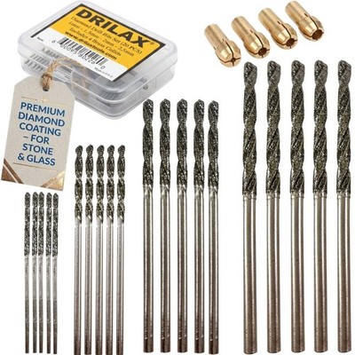 24-Piece Diamond Drill Bits Set (1mm, 1.5mm, 2mm, 2.5mm) Compatible with Drem...