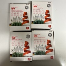 4 LOT BOXES GE STRING A LONG 100 CHRISTMAS LIGHTS 20.6 ft GREEN INCANDESCENT NEW