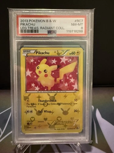2013 POKEMON LEGENDARY TREASURES PIKACHU #RC7 HOLO PSA 8 NEAR MINT Clean!