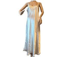 Vtg Oscar de la Renta Pink Label M  Satin Nightgown Slip Dress Light Mint Green