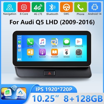 10,25'' Android 14 Autoradio Apple CarPlay DAB+ WiFi SWC Für Audi Q5 8R 2009-2016