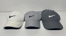 Lot of 3 Nike Legacy91 Strapback  Classic 99 Caps DRI-FIT Golf Hats Gray White