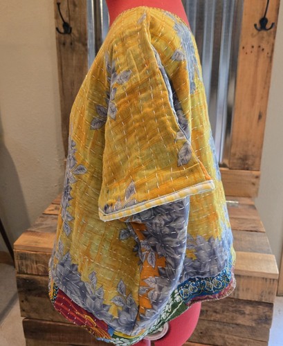 1X-2X Kantha Quilt Cropped Top Handmade OOAK Don't Throw It Out - Picture 2 of 7