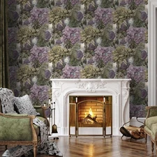 Botanical Wallpaper Basildon Forest Mulberry / Green Woodland Trees Holden 13930