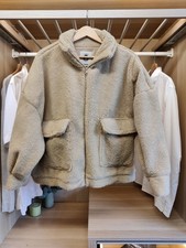 URBAN OUTFITTERS TEDDY JACKET SMALL OVERSIZED ZIP TAN BROWN SHERPA WOMENS FLUFFY