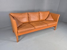 Vintage 3 Seater Sofa Danish Mid Century Skippers Tan Leather Retro  EB10530
