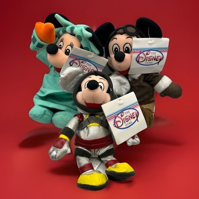 NWT Set Of 3 Disney Store Liberty Minnie Pilot Spaceman Mickey Mouse Plush Toys