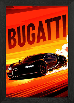 Bugatti Speeding Car Kunst Gerahmtes Wandbild Poster Leinwanddruck Bild