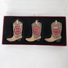 St. Nicholas Square Cowboy Boot Frame Ornaments Set Of 3 Christmas Western 