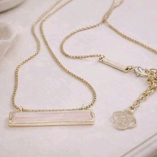 Kendra Scott "Leanor Bar" Necklace Gold Moon Stone Bar 18” W/ Extender