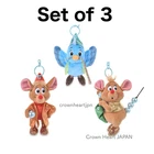 Disney Store Japan Cinderella Plush Keychain Set of 3 - Blue Bird Jaq Gus