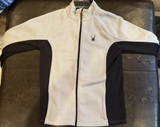 Spyder Boys XL 18/20 Colorblock Fleece Zip Jacket White Black Mid-Length