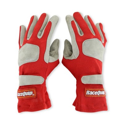 Racequip Racing Gloves 351015; SFI-1 Large SFI 3.3/1 Single Layer Red