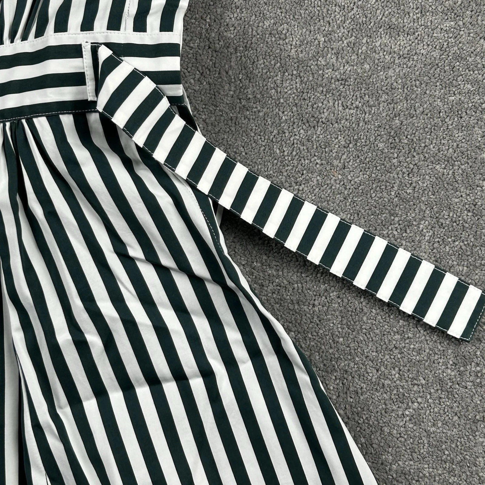 Abito Camicia Midi Maison Margiela Misto Lana Tasca Righe Taglia S UK 8 EU 40 Nuovo