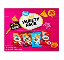 Great Value Tasty Chips Variety Pack, 1 oz, 20 count Box...
