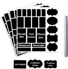 330Pcs Waterproof Labels Stickers for Jars,Reusable Chalkboard Labels for Food C