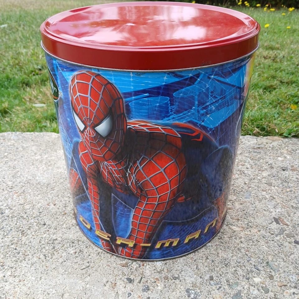 Y2K 2004 SPIDERMAN 2 COLUMBIA PICTURES/MARVEL 11" POPCORN TIN HTF - Image 2 of 4
