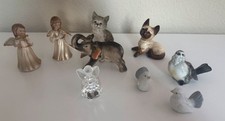 Porzellan- & Glasfiguren Konvolut – Katzen, Elefant, Engel, Vögel – 9-teilig