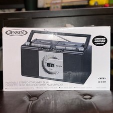 JENSEN MCR-1000 Portable Stereo CD Player Dual Cassette Deck Recorder with AM/FM