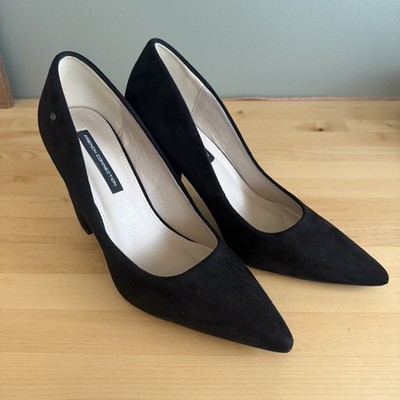French Connection Suede Pumps Block Heel Chunky Size 9 Black