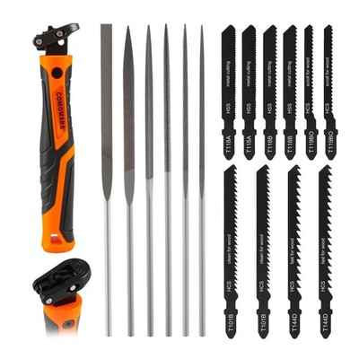 17Pcs Handsaw & File Set with Blade Quick Change Mechanism, 10 Saw Blades & 6...