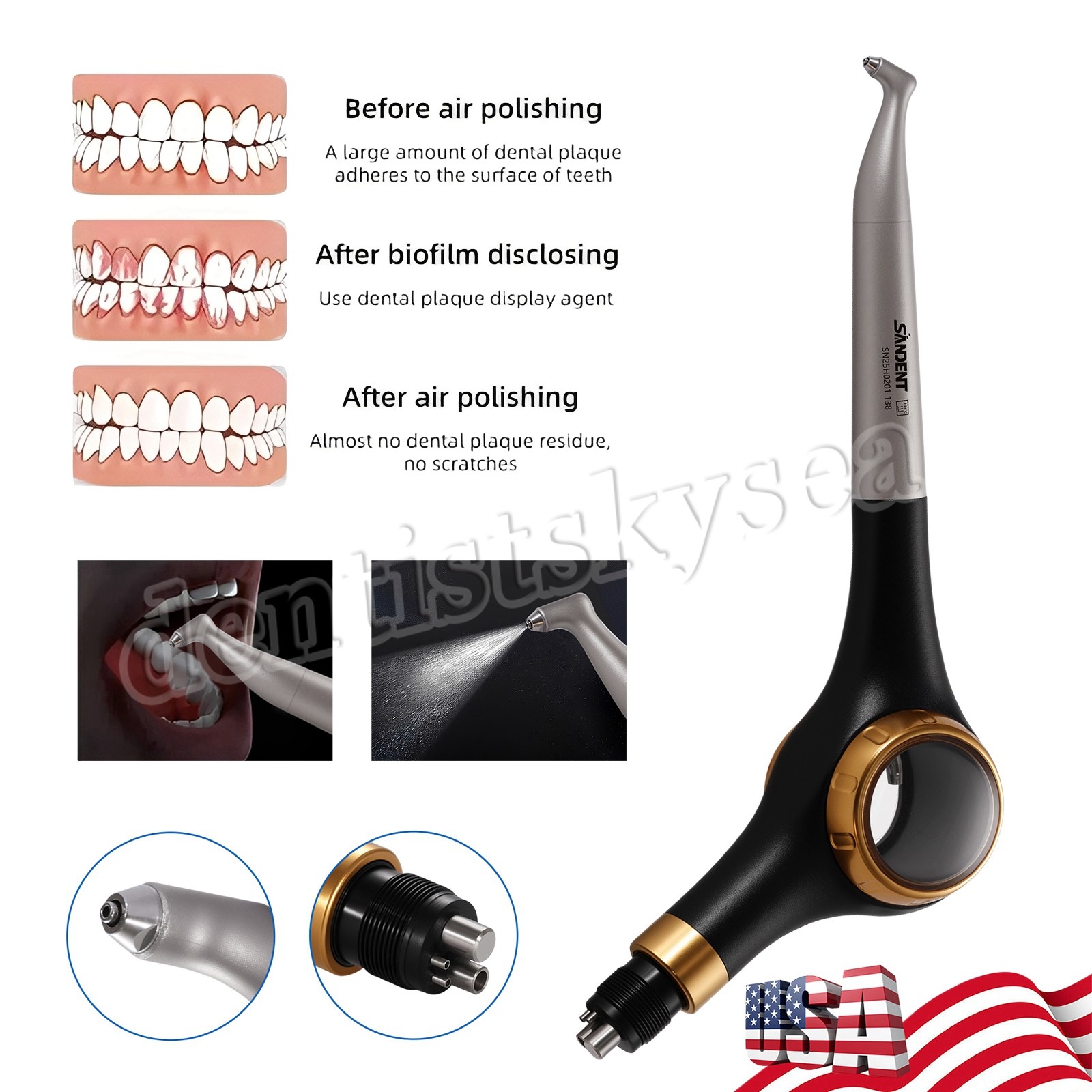 Dental Air Polisher Flow Teeth Polishing Handpiece Hygiene Prophy Jet 4 H 2 H