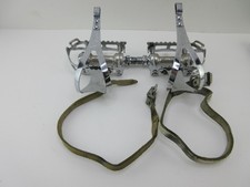 Vintage MKS Unique Road Pedals Christophe Special Toe Clips AFA Straps France