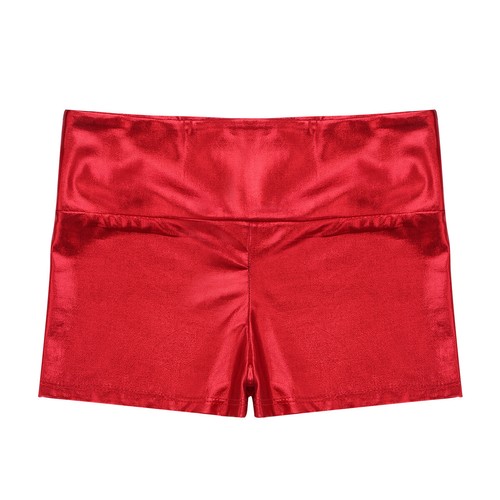 US Girls Shiny Metallic High Waist Dance Shorts Ballet Gymnastic Active Workout - Picture 4 of 21