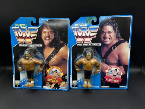 Lot X TWO 1993 Hasbro WWF SAMU SHOCKER & FATU FLATTENER World Wrestling Federati