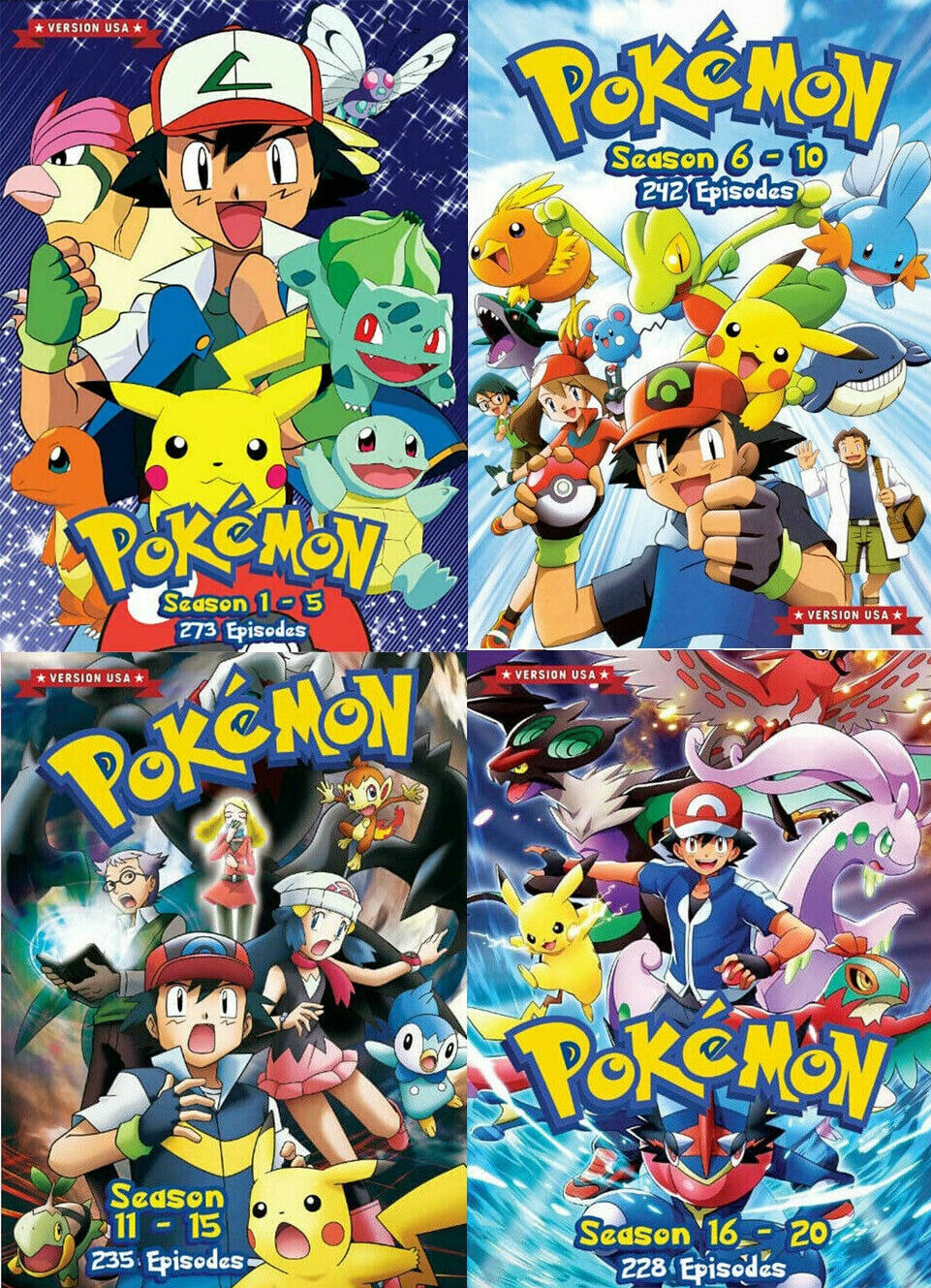 Pokemon Season 16-20 228 Episodes Japanese Anime DVD USA Version English  Dubbed