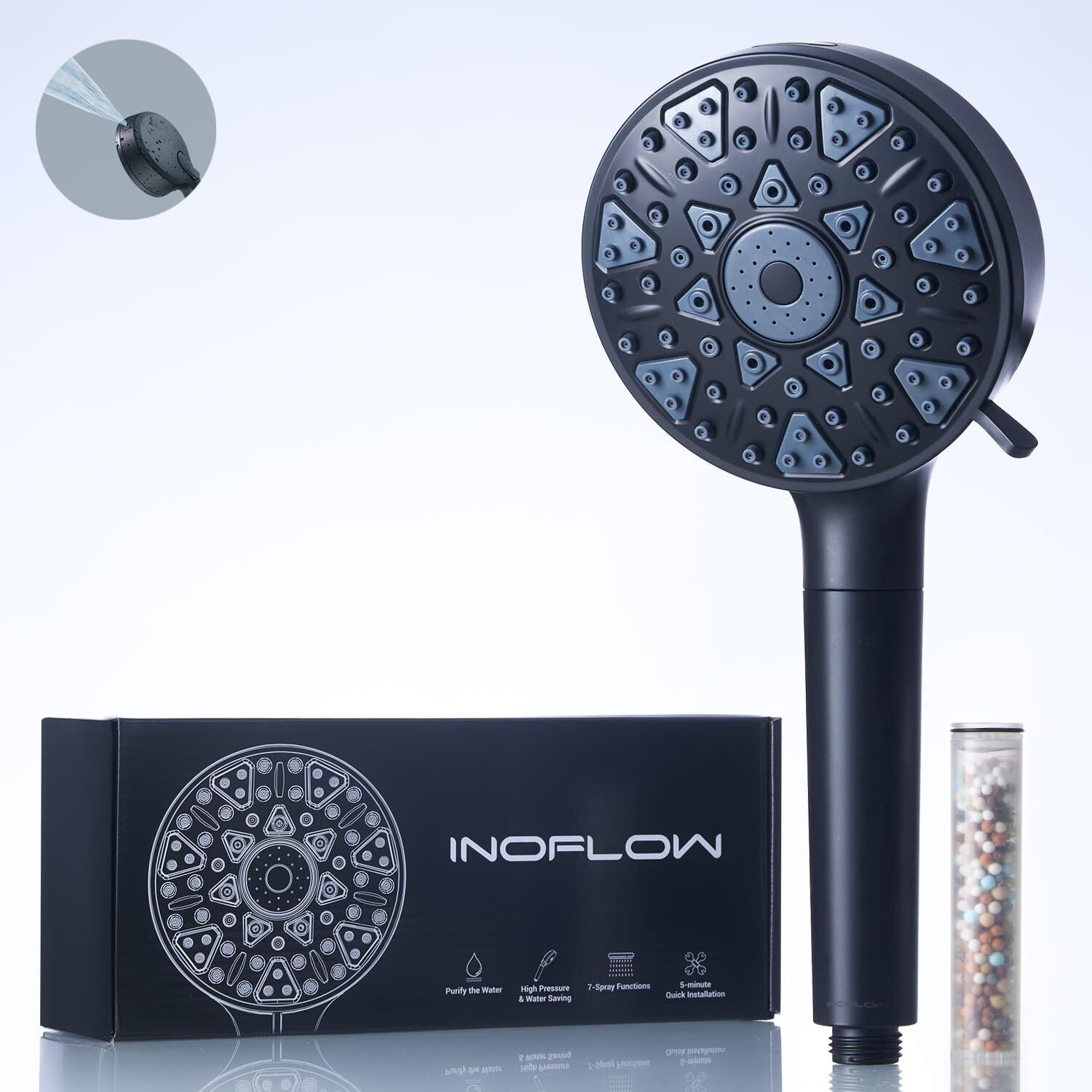 High Pressure Filtered Shower Head with Handheld 7 Modes, 5” High Flow Hand Held