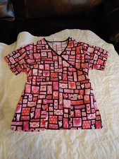 Cherokee Womens Scrub Tops Small Hearts Preowned