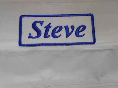 STEVE  NEW EMBROIDERED  SEW / IRON ON NAME PATCH ASSORTED COLORS 1-1/2t  X 3-1/2