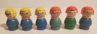 VINTAGE FISHER PRICE LITTLE PEOPLE WOOD BASE LITTLE GIRL LOT/6 BLONDE & REDHEAD