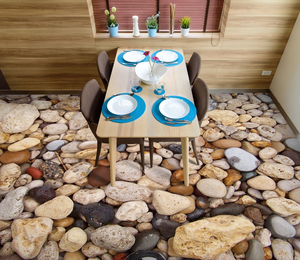 3D Gravel Stone SKE2822 Floor WallPaper Print Decal Epoxy Floor