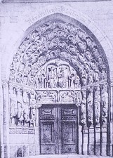 West Portal,, Senlis Cathedral, France, Magic Lantern Glass Slide