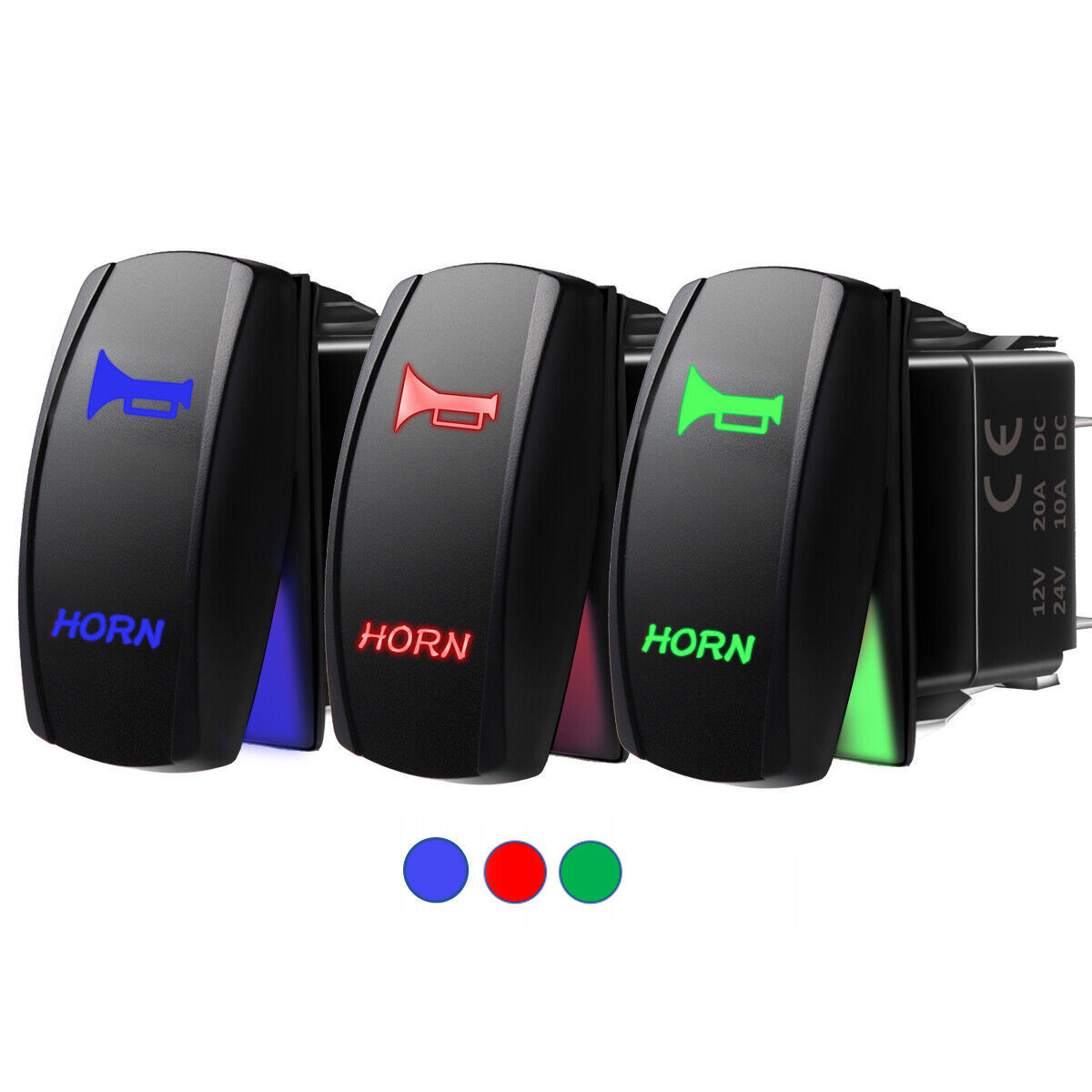 Carling Style Switch For Jeep Polaris Blue/Red/Green Illuminated Rocker Switch For ATV, UTV, Jeep, Truck - 5 Pin, 12V/24V Blue Red Green Backlit Switch - Foto 10