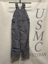 Mens Dickies Striped Denim Jeans Carpenters Bib Overalls True Size 32X29.