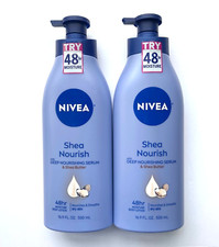 2 Nivea Shea Nourish Deep Nourishing Serum Shea Butter 48h Moisture Body Lotion