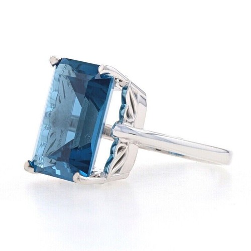 10.15 Ct London Blue Topaz Solitaire Ring 925 Solid Sterling Silver - Picture 4 of 8