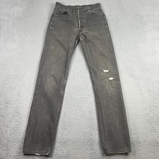 Vintage Levi s 501 29x33 Black Button Fly Made In USA Distressed Faded Grunge