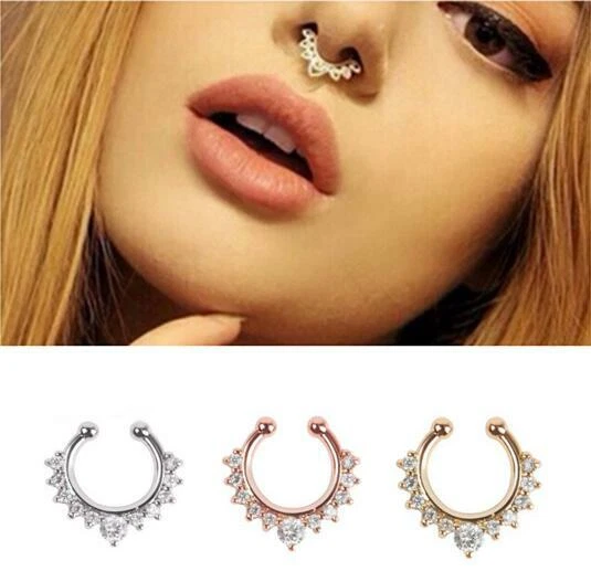 Septum Ring Kolum Design Silver Metal Tarnished Silver Fake Septum Nose Ring  | eBay