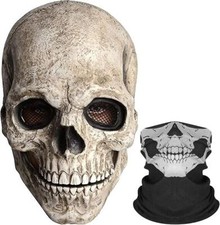 Halloween Skull Mask Full Head Helmet Movable Lower Jaw Horror Party Pro Scary