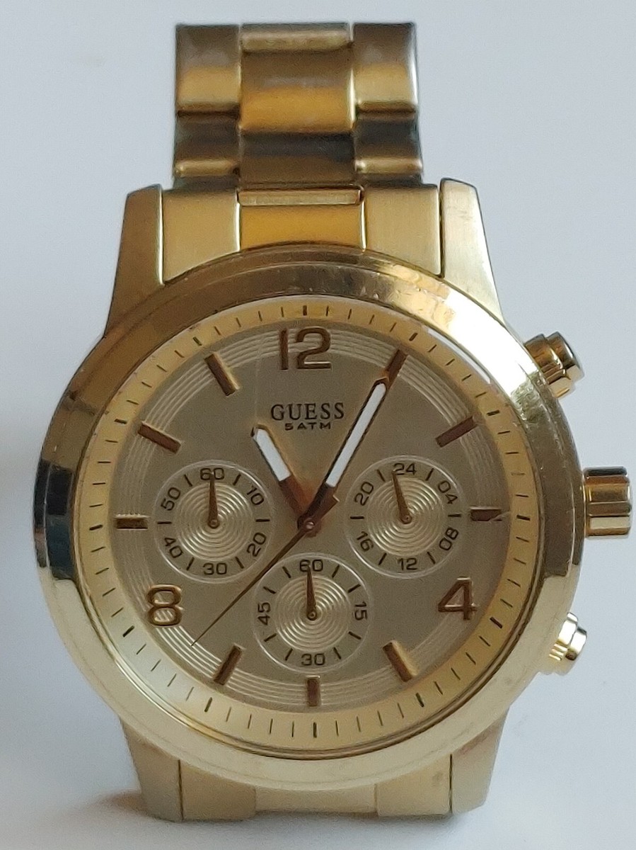 GUESS W14043L1 Chronograph Large 44 mm Watch Gold Case, Gold Dial
